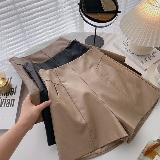 Pantalón de Cuero PU Cintura Alta Pierna Ancha Estilo Minimalista - Image 2