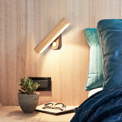 Lámpara de Mesita Nórdica LED Giratoria de Madera Maciza para Dormitorio y Sala de Estar - Image 5