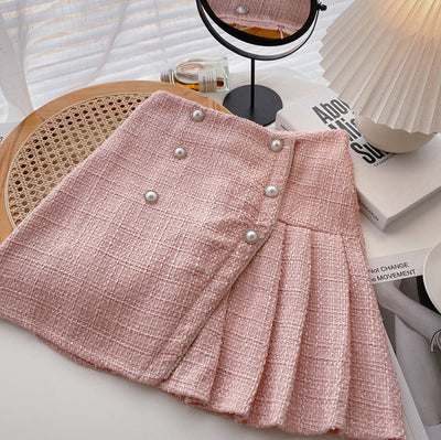 Falda Plisada Cintura Alta con Hebilla de Perla Irregular - Image 11