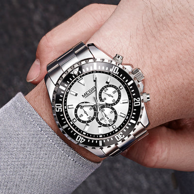 Reloj Cronógrafo Multifuncional para Hombre con Correa de Acero Sólido