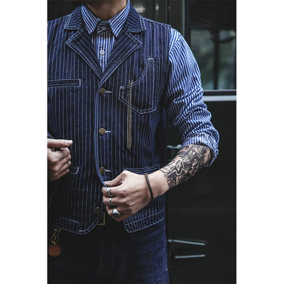 Chaleco Denim Rayado Oversized para Otoño e Invierno - Image 5