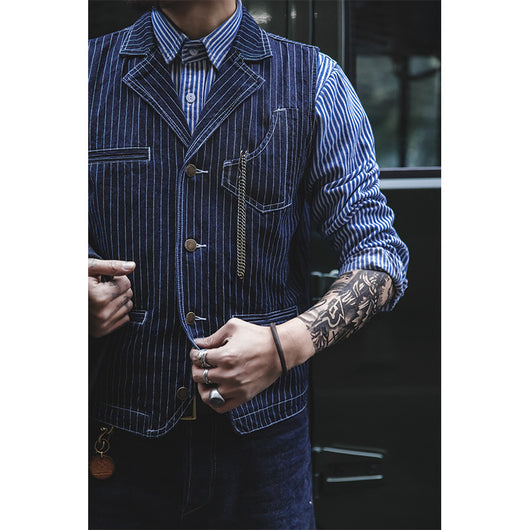 Chaleco Denim Rayado Oversized para Otoño e Invierno - Image 5