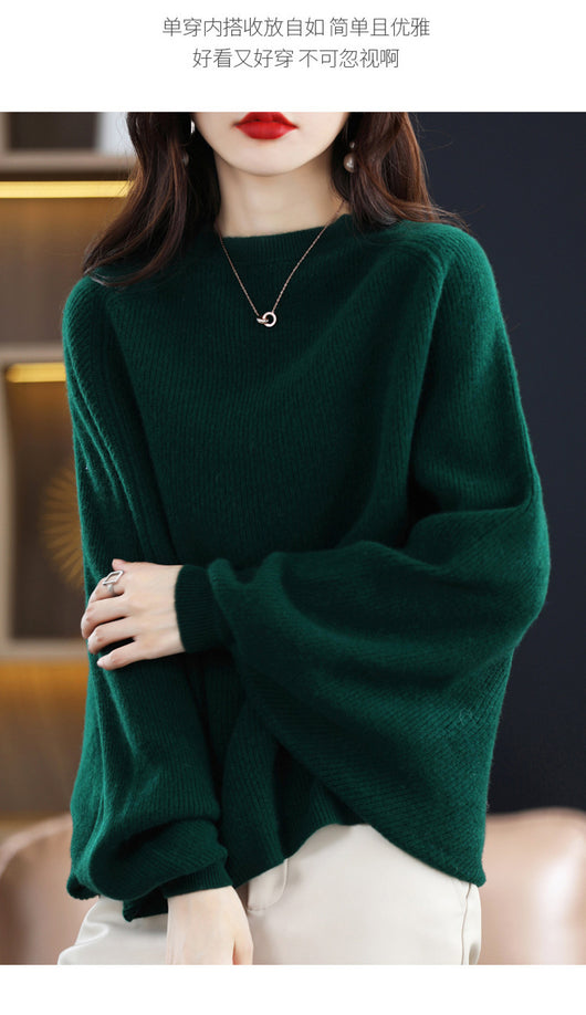 Suéter de Lana Pura Mujer Cuello Redondo Raglan - Polera Versátil Todo Uso - Image 5