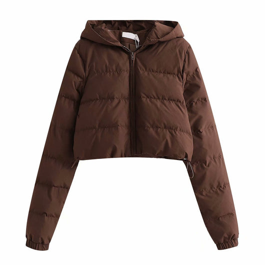 Chaqueta Puffer Corta Multicolor de Algodón con Capucha para Mujer - Image 24