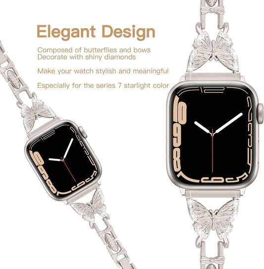 Correa de Reloj con Mariposa de Diamantes - Talla Pequeña