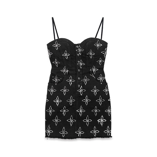 Falda Denim con Tirantes Ajustables Garden - Negro - Image 3