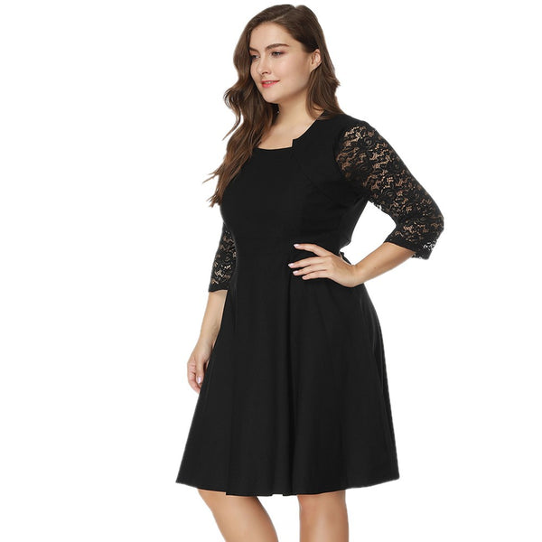 Vestido de Encaje Elegante con Detalles Cosidos
