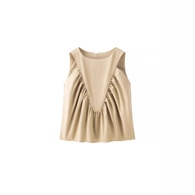 Chaleco Plisado para Mujer Cuello Redondo sin Mangas - Image 3