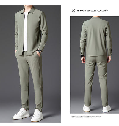 Conjunto de Dos Piezas para Hombre: Cardigan con Cierre y Pantalones Trendy Otoño - Image 15
