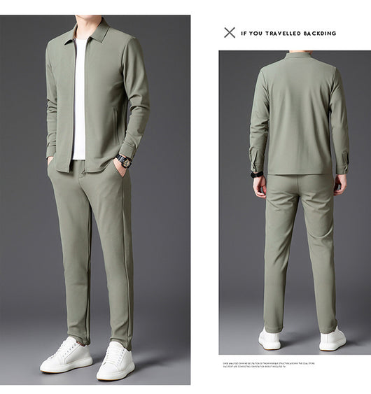 Conjunto de Dos Piezas para Hombre: Cardigan con Cierre y Pantalones Trendy Otoño - Image 15