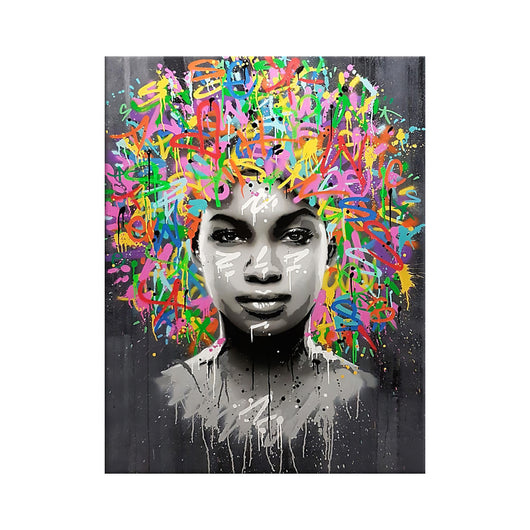 Cuadro Abstracto Chica Africana - Arte Graffiti Moderno para el Hogar - Image 9