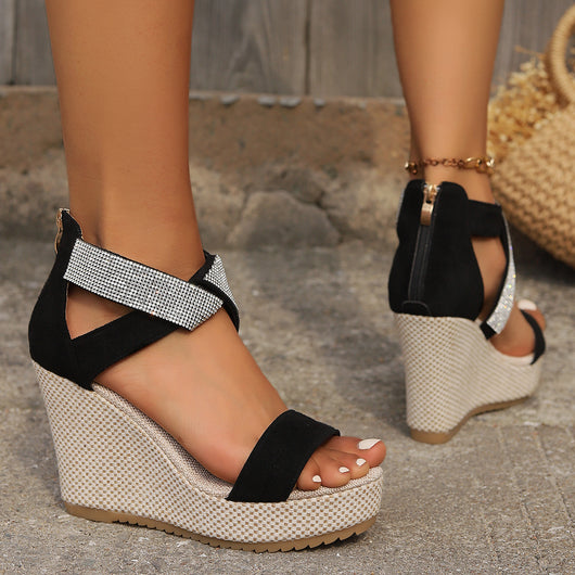 Sandalias Cuña Alta con Diseño de Cristales - Zapatos Plataforma Fashion para Verano - Image 13