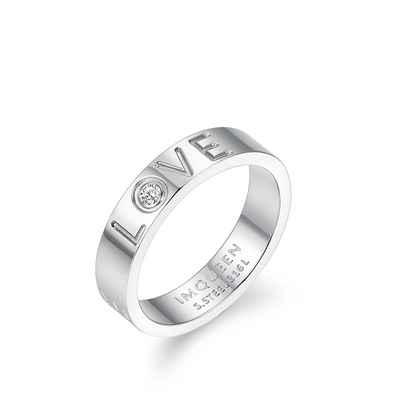 Anillo de Pareja LOVE en Acero Titanio - Regalo de Boda Minimalista - Image 3