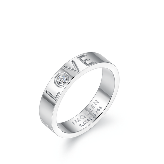 Anillo de Pareja LOVE en Acero Titanio - Regalo de Boda Minimalista - Image 3