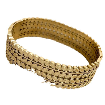 Pulsera Bohemia de Acero Inoxidable con Diseño de Hoja - Apertura Ancha Única - Image 5