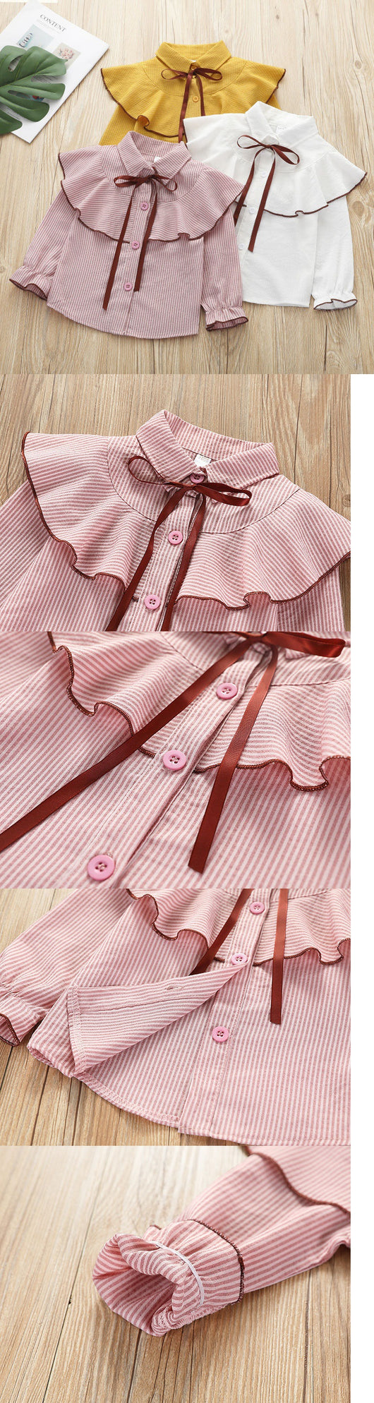 Camisa Infantil a Rayas con Cuello Solapa - Primavera y Otoño - Image 8