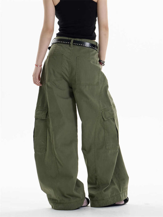 Pantalones Overol Cargo Mujer Cintura Alta Pierna Ancha Bolsillos Múltiples - Image 6