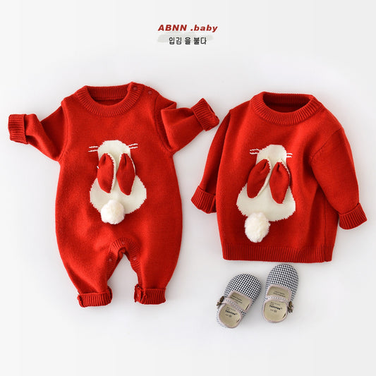 Mameluco Tejido Otoño Invierno Bebé Diseño Conejito Cartoon
