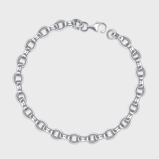 Pulsera de Plata Punk Personalizada con Ancla y Cruz - Diseño Minimalista para Parejas - Image 10