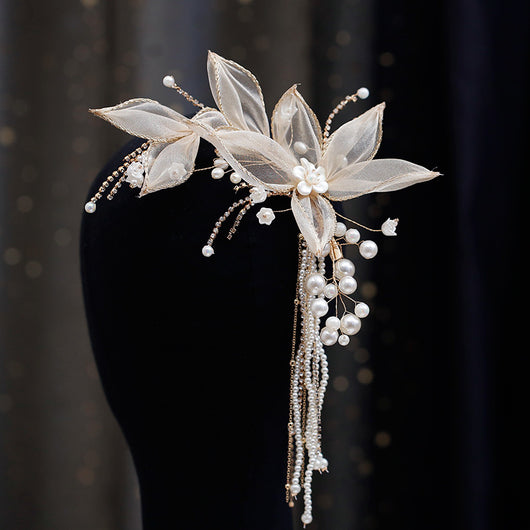 Prendedor de Flores Champagne con Borlas para Novia - Image 5