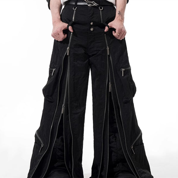 Pantalones Casuales con Diseño Multi-Cierre de Tres Pliegues