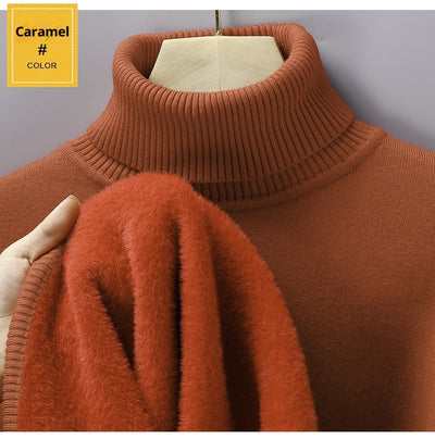 Suéter Cuello Alto Tejido Liso para Hombre con Detalles de Piel - Image 23
