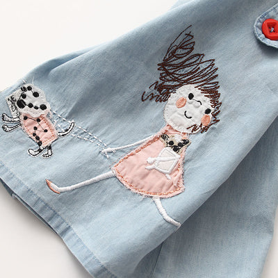 Falda Chaleco Denim Bordado para Niña sin Mangas - Image 4