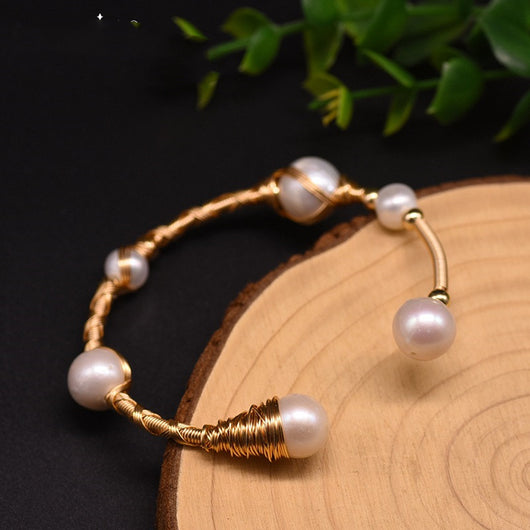 Pulsera Elástica de Perlas Barrocas Edison Natural - Image 5