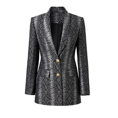 Saco de Dos Botones con Patrón Jacquard Piel - Primavera Otoño - Image 11