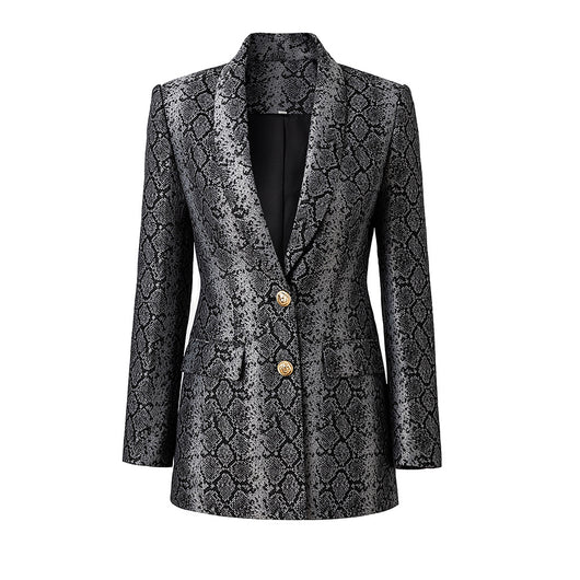 Saco de Dos Botones con Patrón Jacquard Piel - Primavera Otoño - Image 11