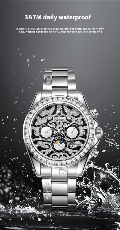 Reloj Mecánico Automático Hombre con Calendario Sol Luna Estrella Resistente al Agua - Image 19