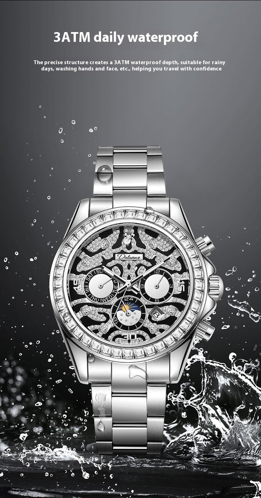 Reloj Mecánico Automático Hombre con Calendario Sol Luna Estrella Resistente al Agua - Image 19