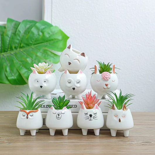 Maceta Decorativa Pintada a Mano con Diseños de Animales para Plantas - Image 13