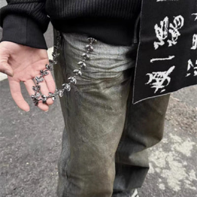 Cadena de Cintura Denim para Hombre con Dije de Plata Vine Negra - Image 8