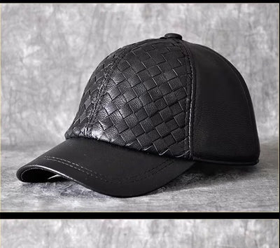 Gorra de Beisbol Invierno Cuero Genuino Piel de Cabra para Hombre - Image 29
