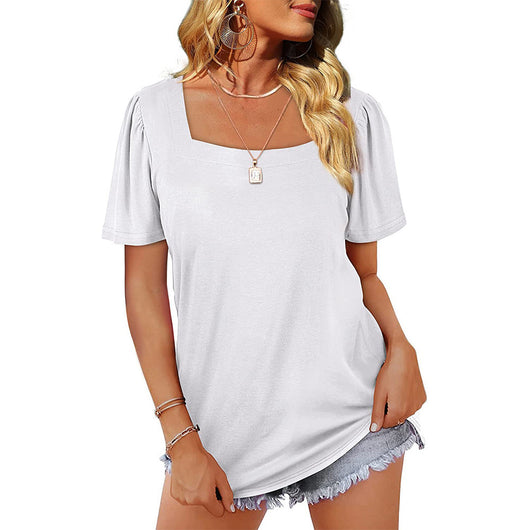 Camiseta de Cuello Cuadrado con Rayas Fruncidas para Mujer - Image 16