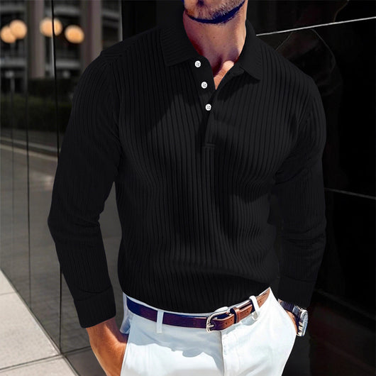 Polo Manga Larga con Cuello Solapa y Botones para Hombre - Image 4
