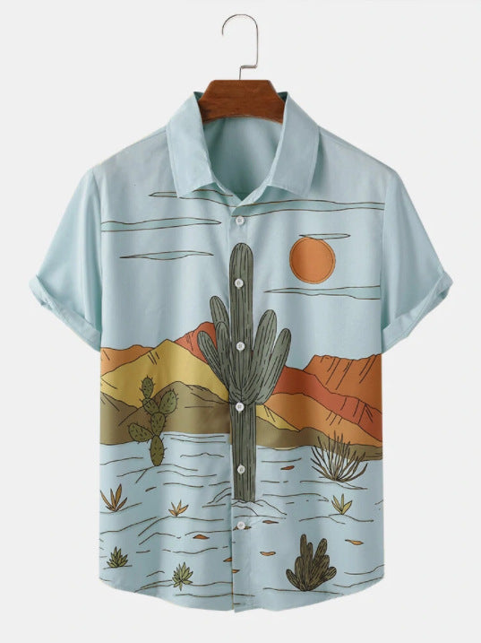 Camisa Casual de Botones Estampada para Hombre