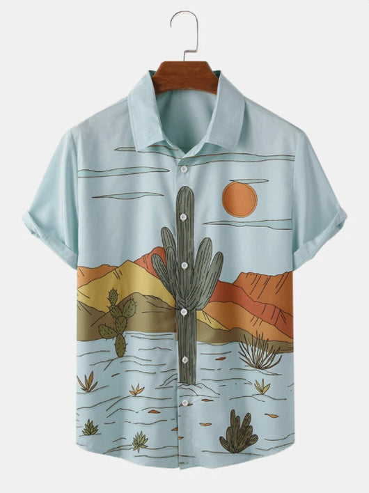 Camisa Casual de Botones Estampada para Hombre