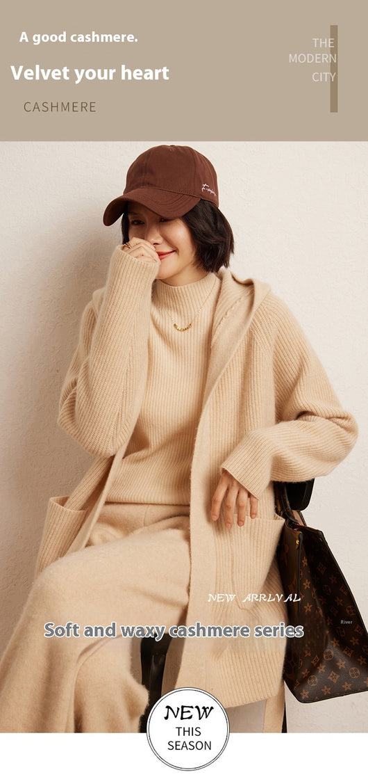 Cardigan Tejido Reversible Oversized con Capucha para Otoño e Invierno - Image 19