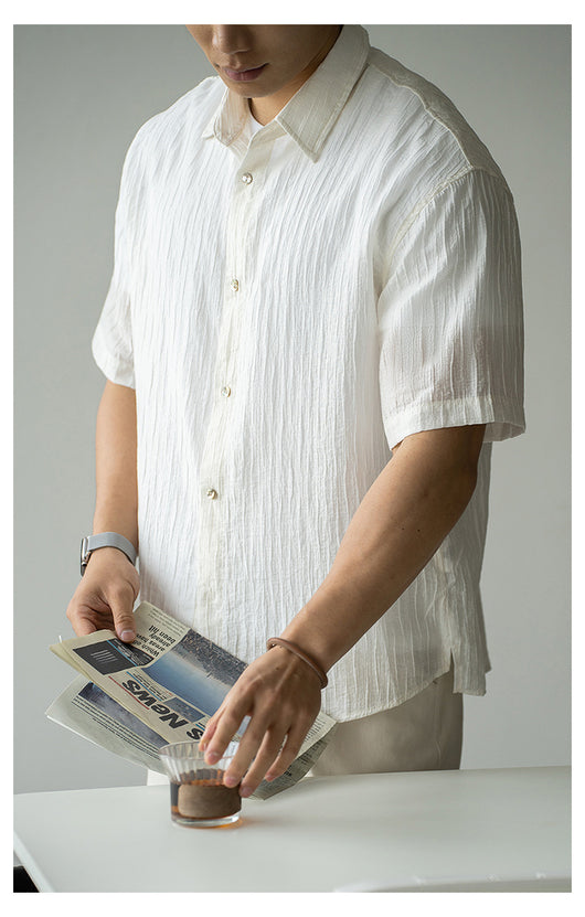 Camisa de Negocios Manga Corta para Hombre con Cuello Clásico - Image 20