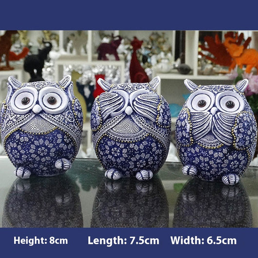 Búho Decorativo Azul y Blanco - Adorno Creativo para el Hogar - Image 7