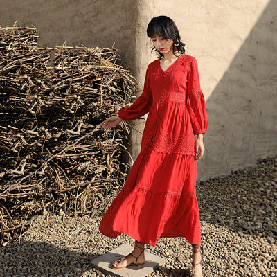 Vestido Retro de Verano con Escote V y Cintura Marcada para Mujer - Image 4