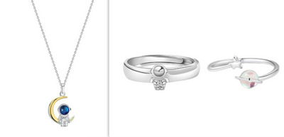 Collar de Pareja Astronauta en Plata Esterlina - Cadena para el Pecho - Image 8