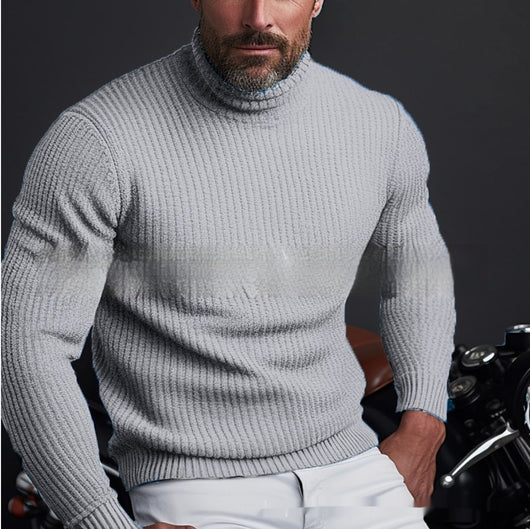 Suéter Cuello Alto Liso de Manga Larga para Hombre - Image 4