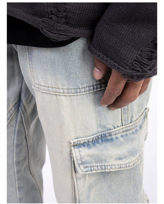 Pantalones Vaqueros Vintage Lavados con Cierre en Bota - Estilo Americano Casual - Image 7