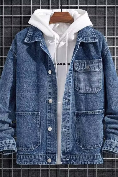 Chaqueta Denim con Capucha para Trabajo - Abrigo Casual Resistente para Hombre - Image 13