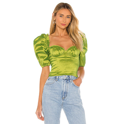 Playera Ajustada con Encaje Volantes en Color Liso - Image 7