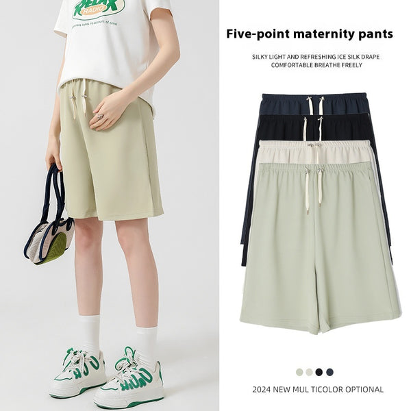 Shorts Premamá Cortos de Cintura Alta Pierna Ancha Verano Ligero