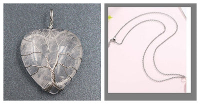 Colgante Corazón Melocotón Cristal Natural Árbol de la Vida para Parejas - Image 24
